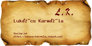 Lukács Karméla névjegykártya